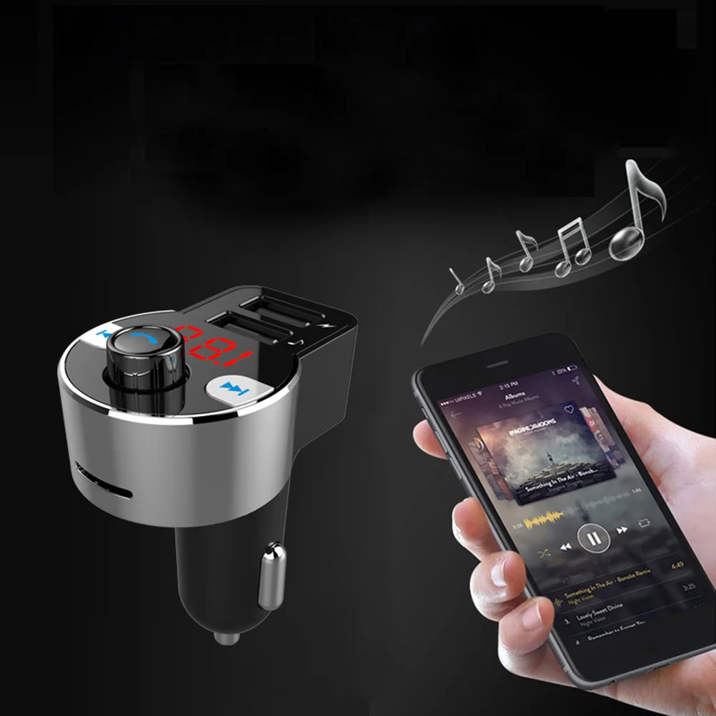 

Fm Transmitter Vehicle Mounted Mp3 Player Dual USB 3.1a LED Display Multi Function Player Compatible with
