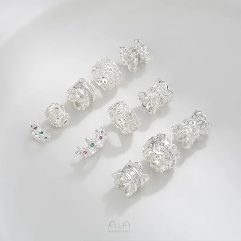 Septum Wholesale Strong Color Package Thick Silver Inlaid Zircon Lace Crown Septum Large Hole Septum Bead Jewelry Accessories