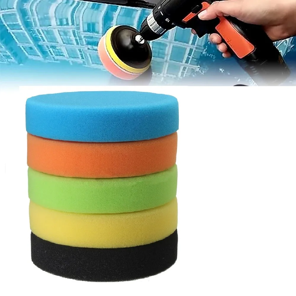 Flat Foam Buffing For Pads 75mm 3 Inch 5 Piece Kit for Car Polishing Leveling and Protective Coating Prep Flat