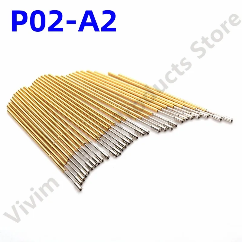 

100PCS P02-A2 Spring Test Pin P02-A Test Probe Copper Pogo Pin Metal Test Needle Test Tool Lengt 24.7mm Dia 0.68mm 0.90mm 0.48mm