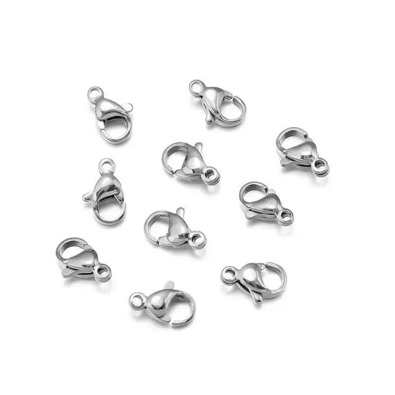 Steel/Silver Plated Copper Lobster Clasp Bracelet Links, 10pcs