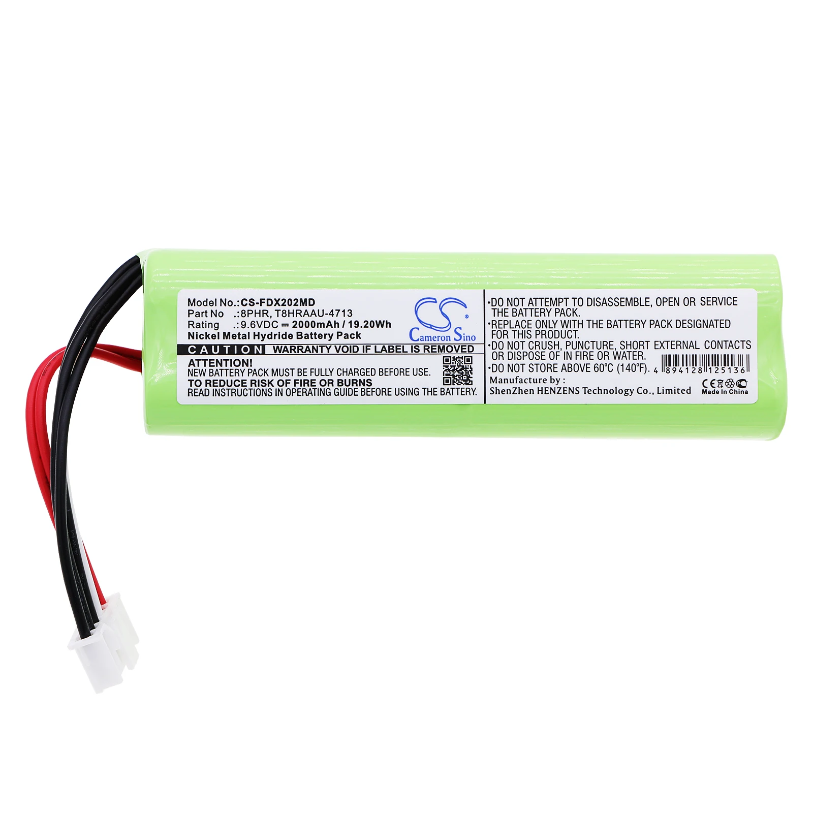 

GreenBatteryPower CameronSino 2000mAh 9.6V 19.20Wh Medical Ni-MH Battery for Fukuda 8PHR,T8HRAAU-4713,ECG FX-2201,ECG FX-7202