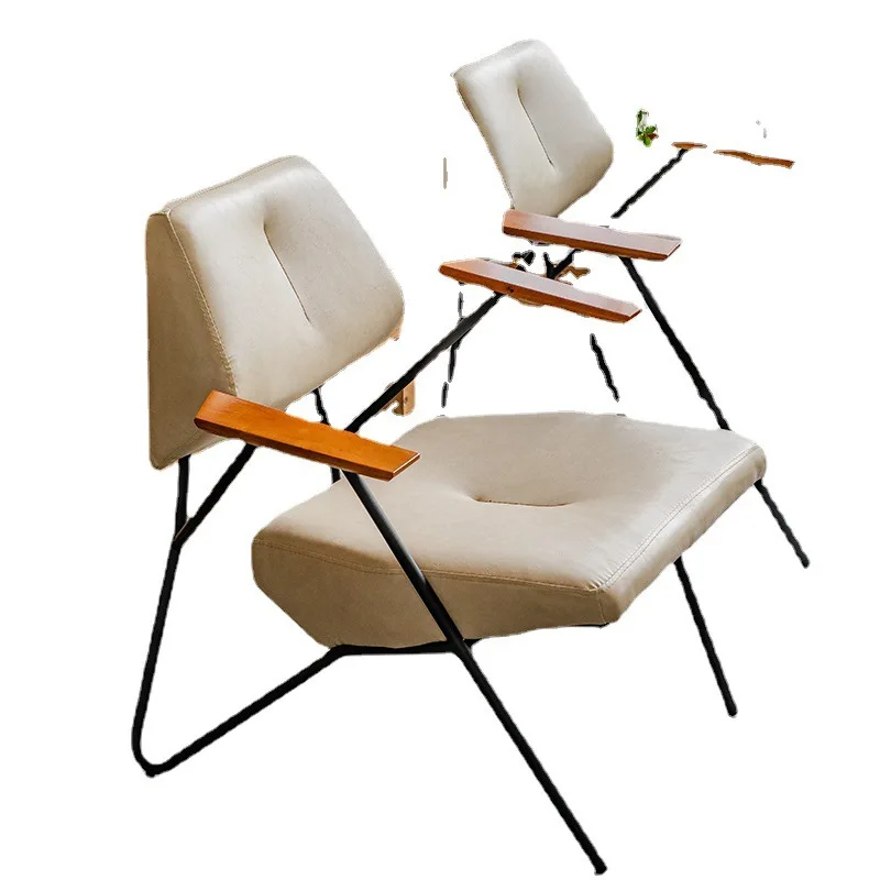 

Nordic Bar Coffee Shop Leather Art Chair Single Retro Reception Negotiation Clear Bar Lazy Sofa