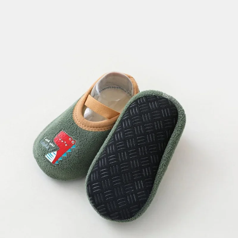 Newborn Baby Boys Girls Anti Slip Cartoon Shoes Winter Indoor Outdoor Slippers Infant Floor First Walk Shoes with Rubber Sole