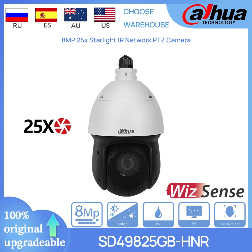 

Dahua Original SD49825GB-HNR 5-125 мм 8MP 25x Zoom Starlight 100M IR POE Сетевая PTZ-камера Защита по периметру Обнаружение лица