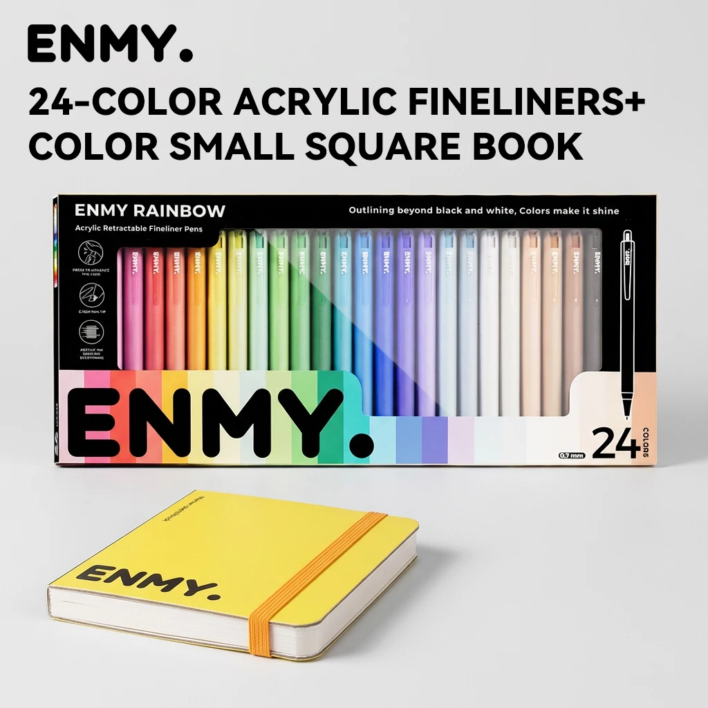 

Набор акриловых ручек ENMY, 24 цвета, радужный, большой размер, компактный квадратный формат, подходит для офиса, подарков, профессиональных художников, школ