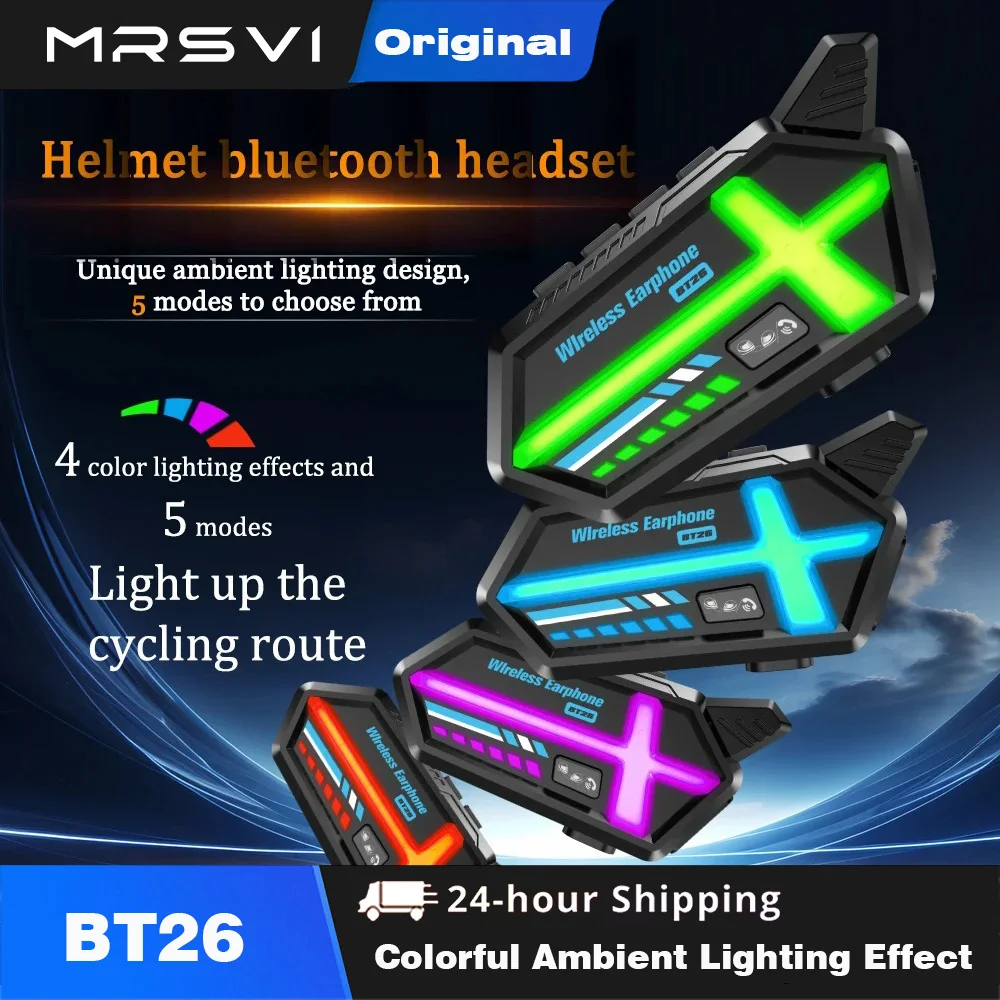 

Мотоциклетный шлем MRSVI Bluetooth BT26 с интеркомом, беспроводной, 1000 мАч, с сильным магнитным креплением и подсветкой