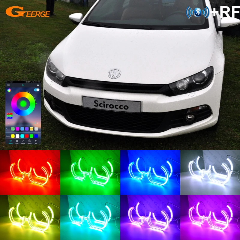 

Для Volkswagen VW Scirocco III MK3 RF Remote BT App Multi Color DTM M4 Style Ultra Bright RGB LED Angel Eyes Kit Halo Rings