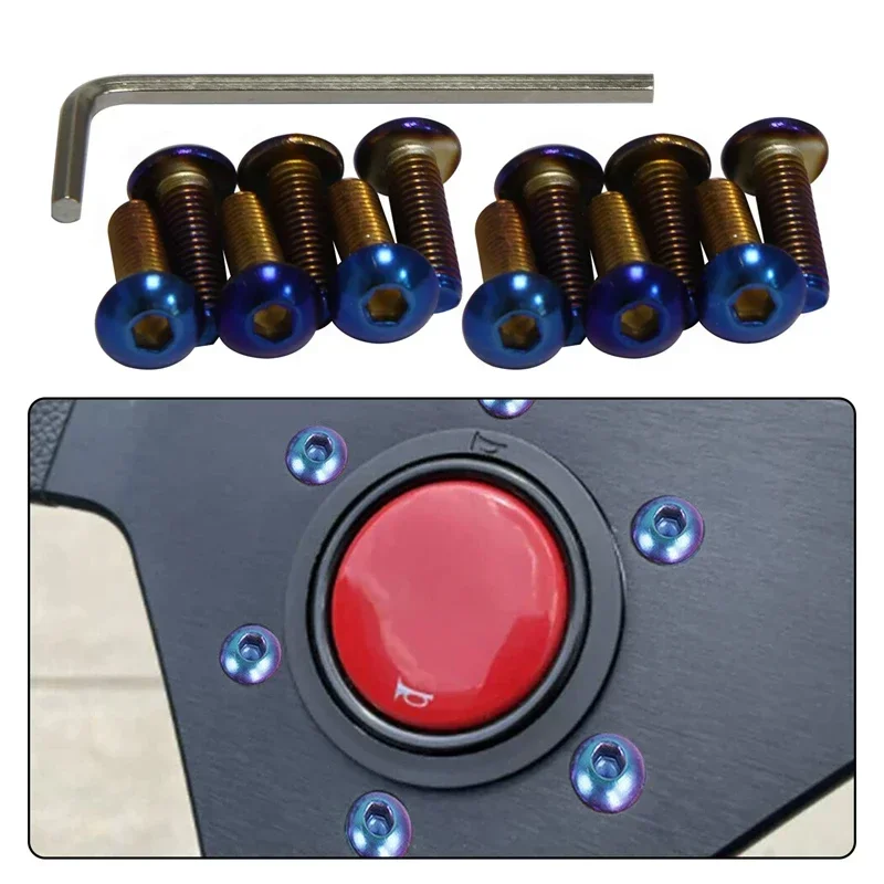 6Pcs Bolts Screw Kit Steering Wheel For Momo Nardi Personal NRG Sparco Flat Head view 6