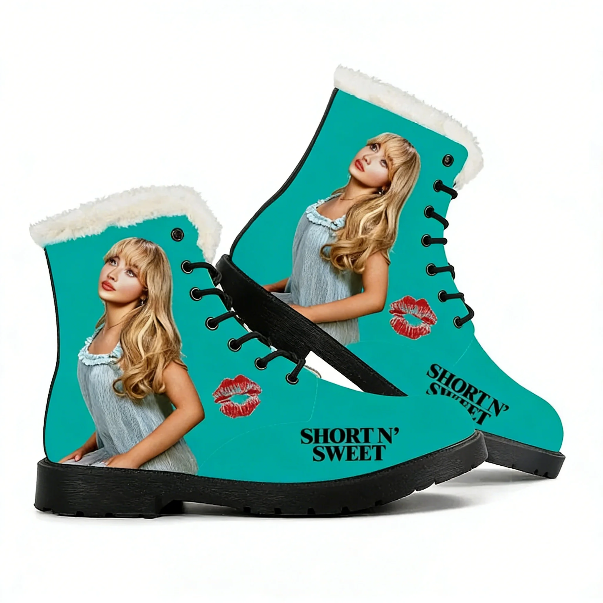 

Sabrina Carpenter American Singer Plush Boots Mens Womens Teenager Shoes Casual Boot Light Warm High Quality Customize Shoe