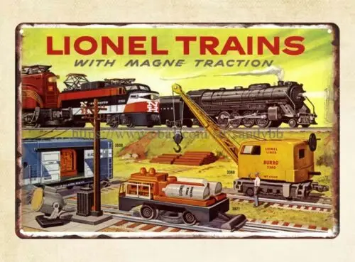 decoration railroad locomotive Magne Traction 1956 Lionel Trains metal tin sign