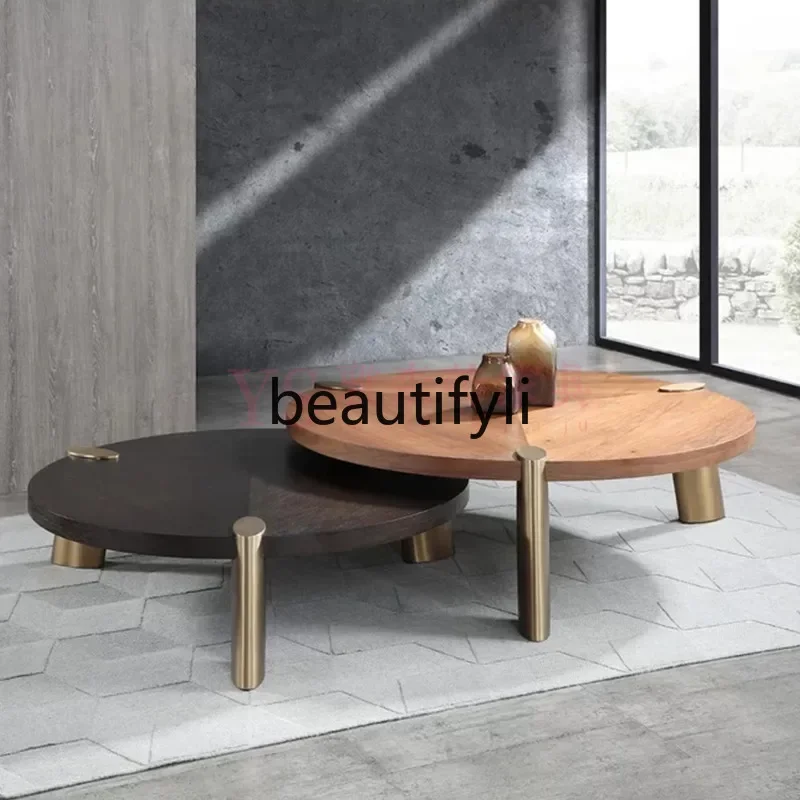 

Italian light luxury minimalist living room size round coffee table creative sales department exhibition hall tea table
