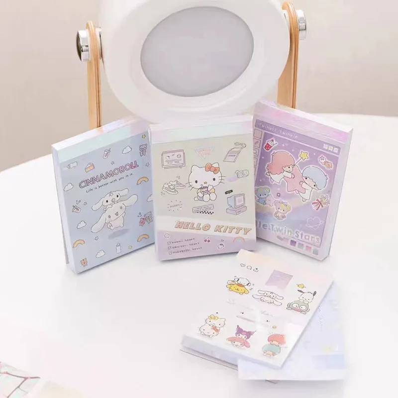 Sanrio-Cuaderno de dibujos animados para escribir a mano, libreta pequeña con tapa antiadherente, libro de mensajes Ins