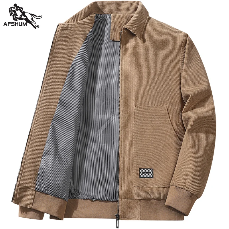 Jacket Mens spring autumn New thin mens jacket Solid color Corduroy Fleece Jackets business casual coat Men\'s coats M-5XL 2422