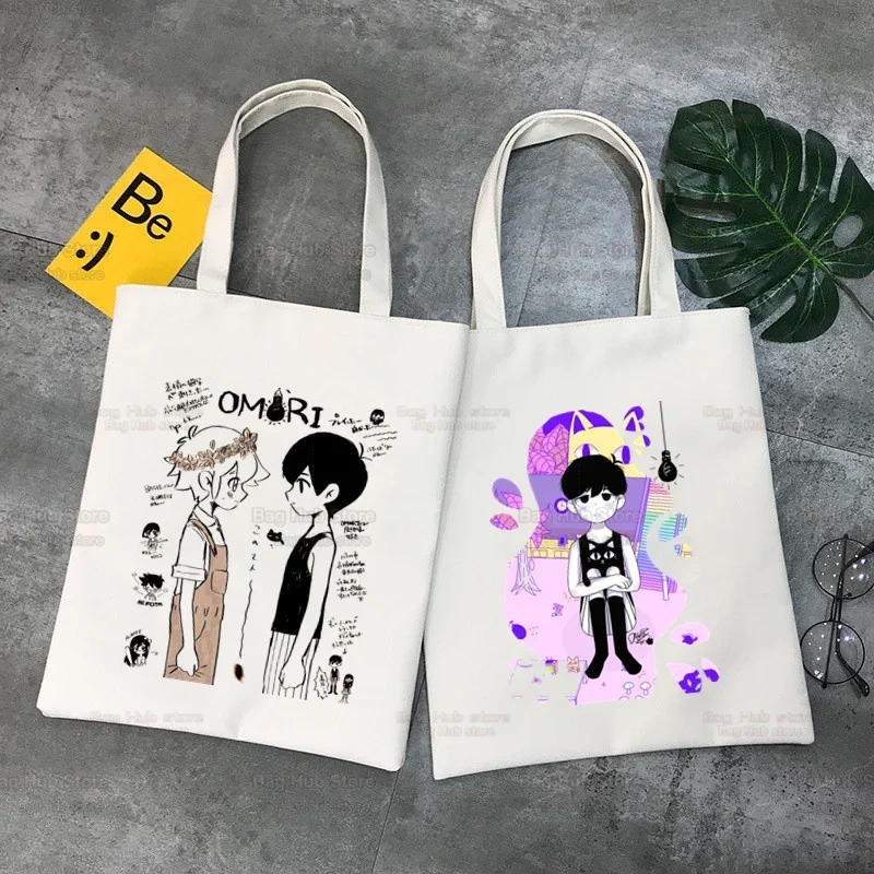 Omori Graphic Harajuku Shopping Bag Recycle Bag Cotton Reusable Jute Bag Tote  String Foldable Shoping Sac Toile