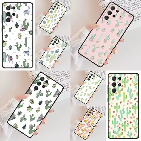Cute Cactus Phone Case For Samsung Galaxy S24 S23 S22 S21 Ultra S10 Note 10 Pro S20 Plus FE S9 S8 Cover