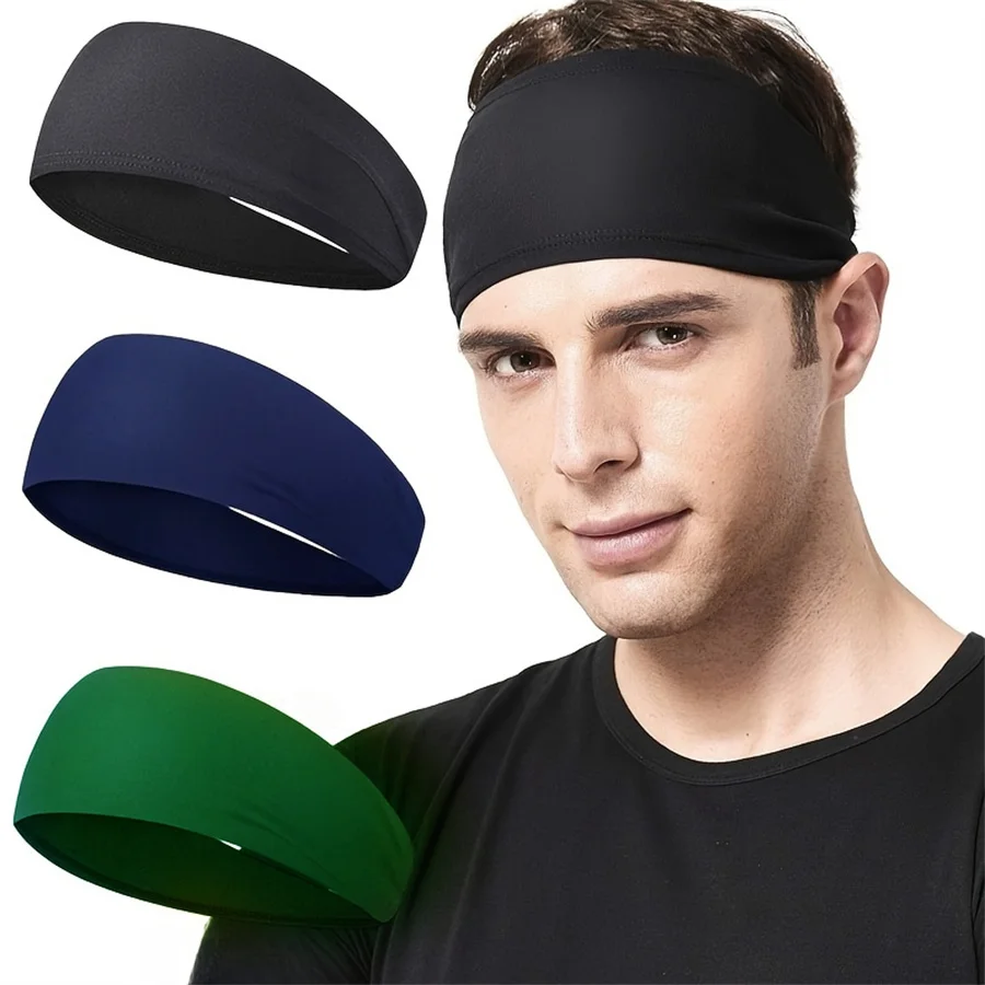 

3PCS Solid Color Elastic Sports Headband Wide Edge Yoga Sweat-absorbing Headband Fashion Headband Hair Accessories