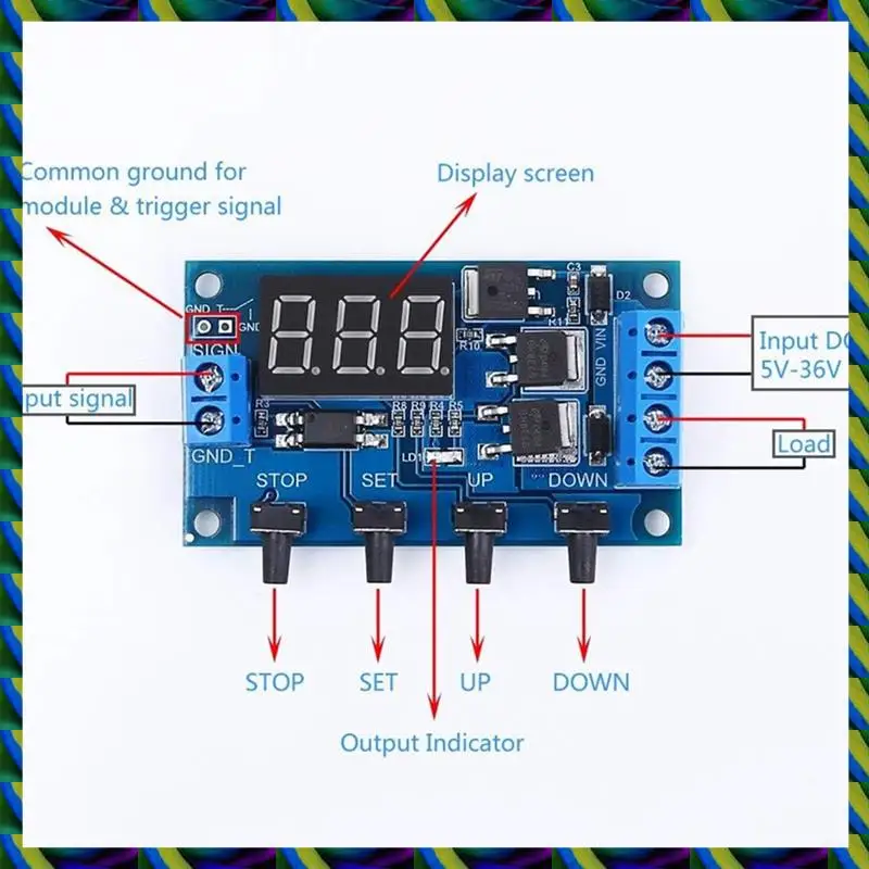 Ежедневное реле задержки таймера J04 DC 5 В 12 В 24 В Модуль таймера включения и выключения Триггерный цикл Двойная плата управления задержкой MOS с цифровой трубкой