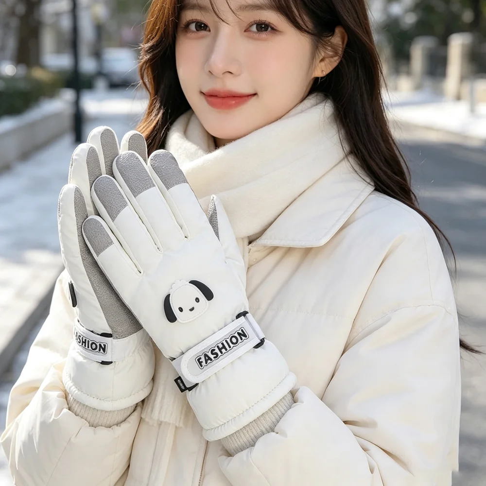 Winter Women's Ski Gloves With Touch Screen, Loop Buckle, Riding Warm Gloves And Thick Anti-Cold, Christmas Outdoor Gloves