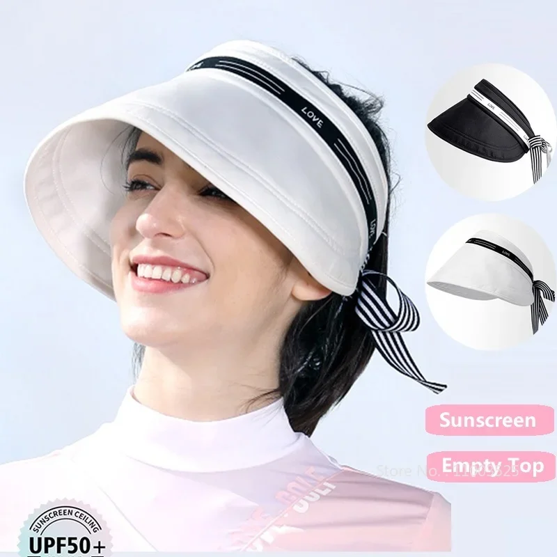 

Summer Empty Top Golf Sun Hat for Women Adjustable UV Protection Fisherman Cap Ladies Sport Tennis Golf Sunscreen Baseball Cap