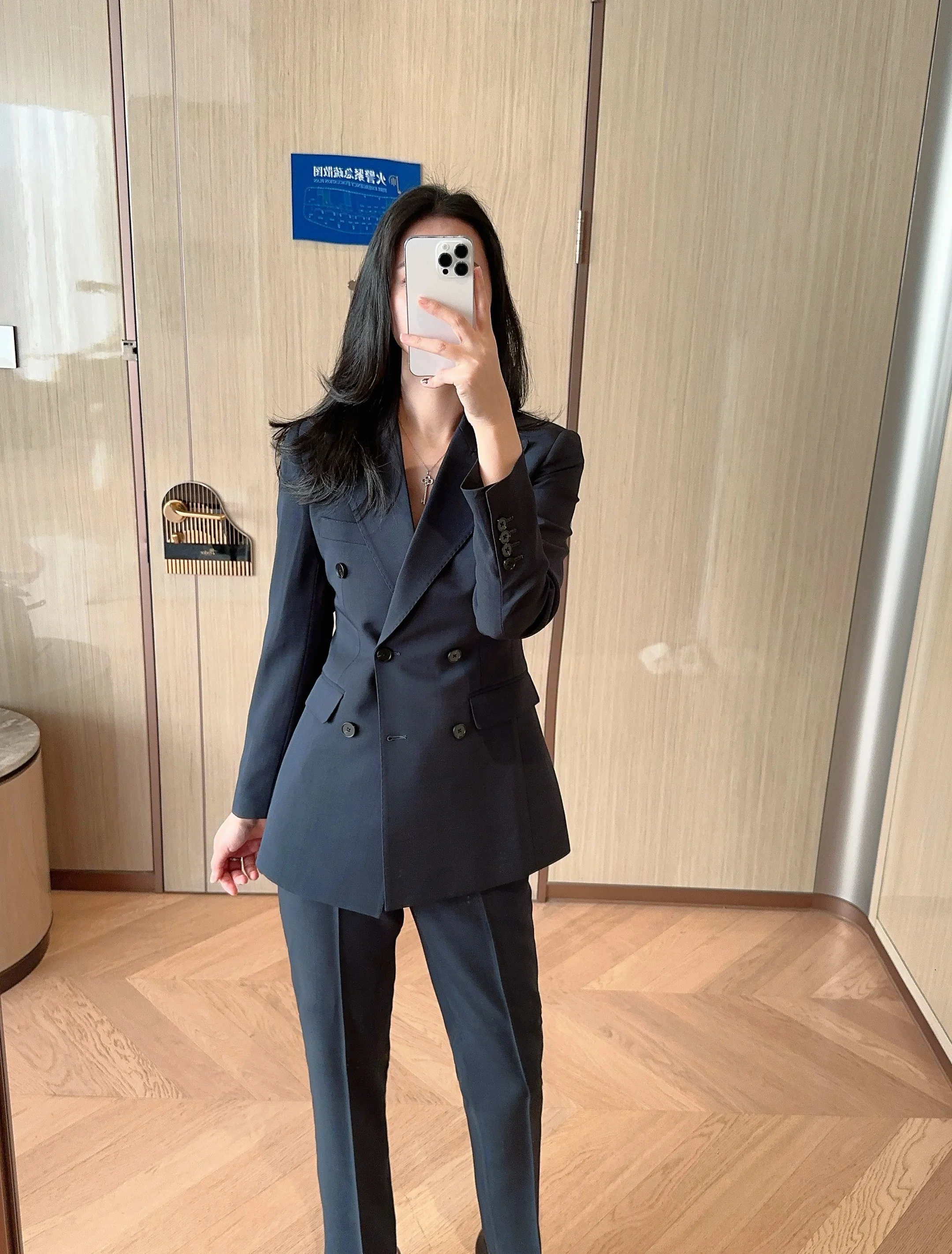 

Spring Faion Set YCYC Blue High Waist Busin Interview Suit Jaet And Pants lectual Ele Sle Workwear