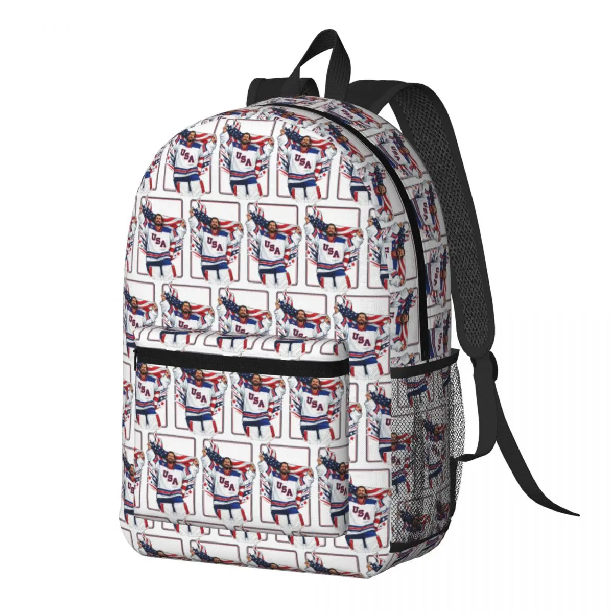 Connor Hellebuyck MVP Team USA Backpack Daypack Large Capacity Children BookBag School Bag Shoulder Bags for Men Women