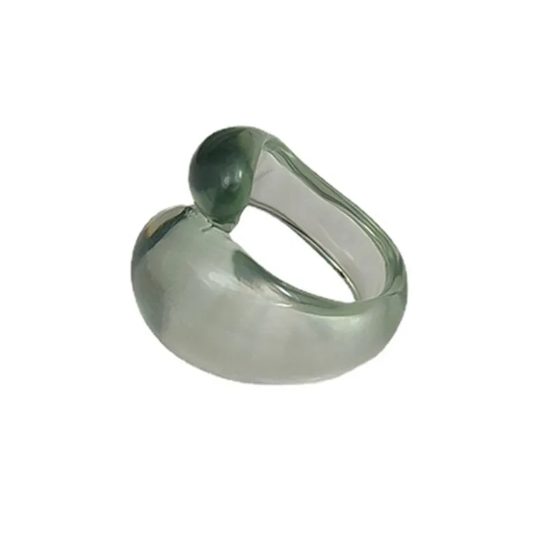 Fashion Clear Serpentine Crystal Drip Ring for Women Interleaved Shaped Index Finger Acrylic Resin Ring R06