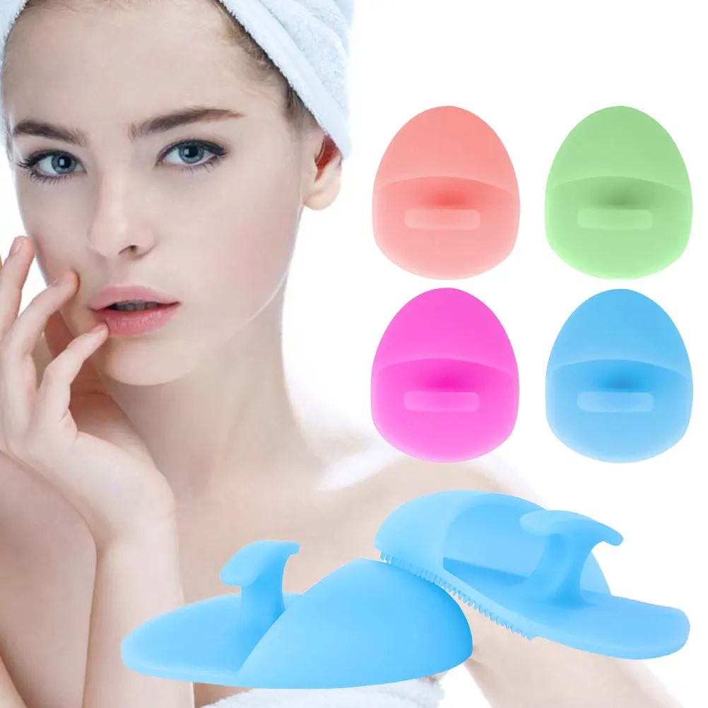 2Pcs Facial Cleansing Brush Silicone Handheld Deep Cleanser Skin Massage Tool Pore Exfoliator Face Washer