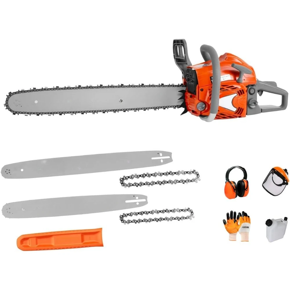 2-Cycle Top Handle Gas Powered Chainsaw 24 Inch 20 Inch Petrol Handheld Cordless Chain Saw for Tree Wood Cutting