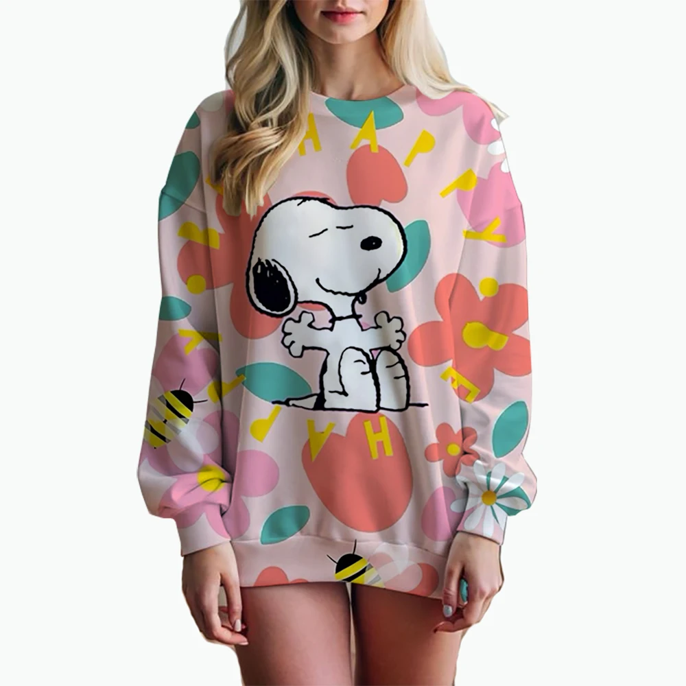 Woman\'s Hoodie New Autumn/Winter Fashion Y2K Snoopy cartoon print Sweatshirts Round Neck Coat Loose Long Sleeve Hatless Hoodie