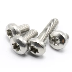 10/50pcs M2 M2.5 M3 M4 M5 M6 M8 304 A2-70 stainless steel GB2672 Six-Lobe Torx Pan Head Screw Bolt Six Lobe Round Length=3-80mm