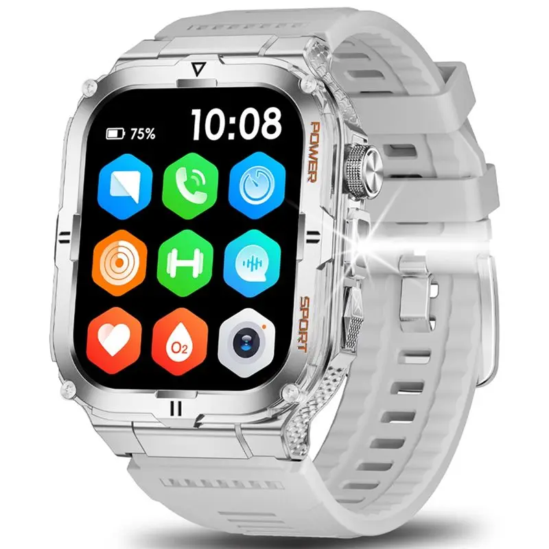 

BNVN-Men's Smartwatch Bluetooth Call Tracker Sports Watch Digital Fitness Smartwatch LED Flashlight