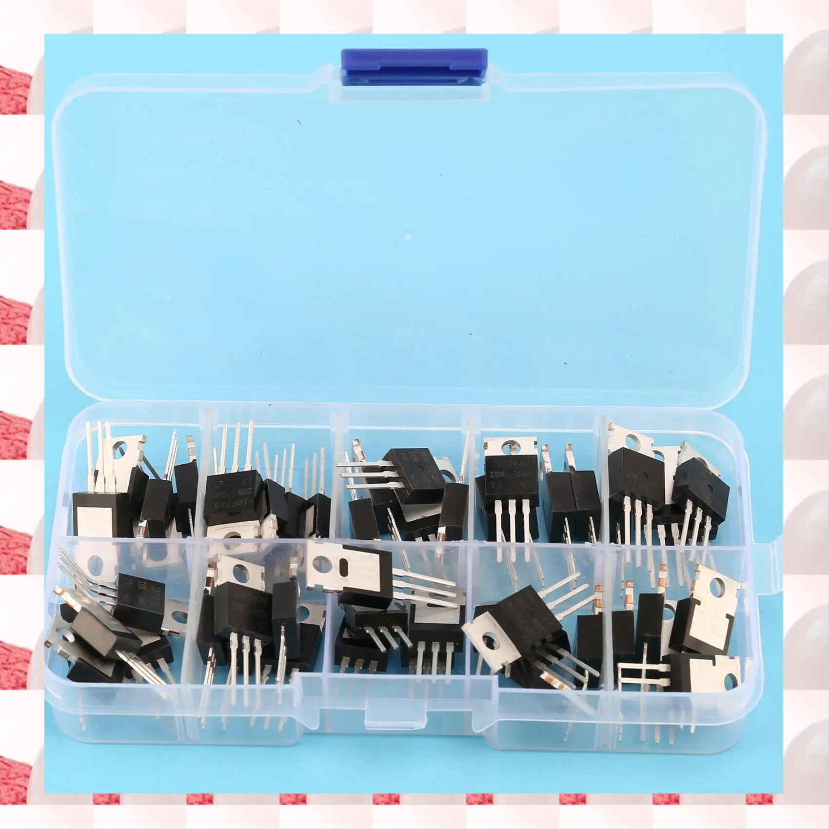 ABGN 50Pcs 10Types IRF Series Mosfet Transistors Assortment Kit, Including IRFZ44/510/520/530/540/640/740/840/3205/9540