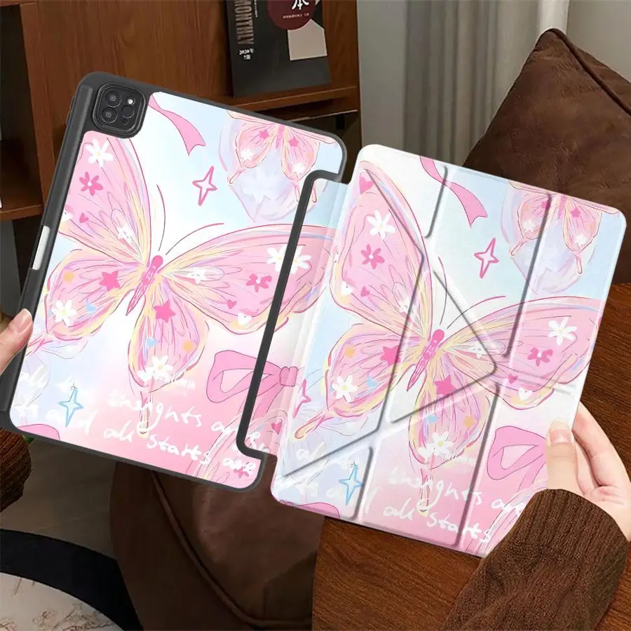 

Чехол-держатель для планшета iPad Air 4 5 M3 M2 M4 11 дюймов, Mini 6 7 Pro 2025, Pro 11-го, 10-го, 9-го, 8-го, 7-го поколений, 12.9 дюймов, с цветным рисунком бабочки