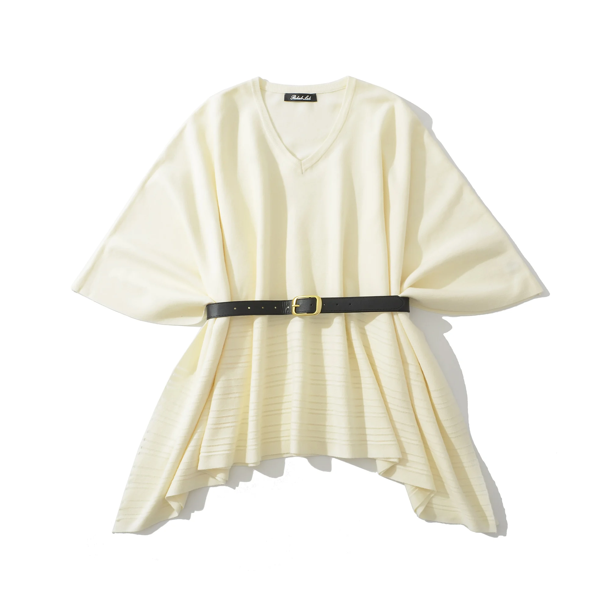 4 ألوان 2025 الخريف الخامس الرقبة بلوفر مغزول غير النظامية سترة عباءة مع حزام المرأة كامل الخفافيش كم كيب فضفاض المتضخم البلوز