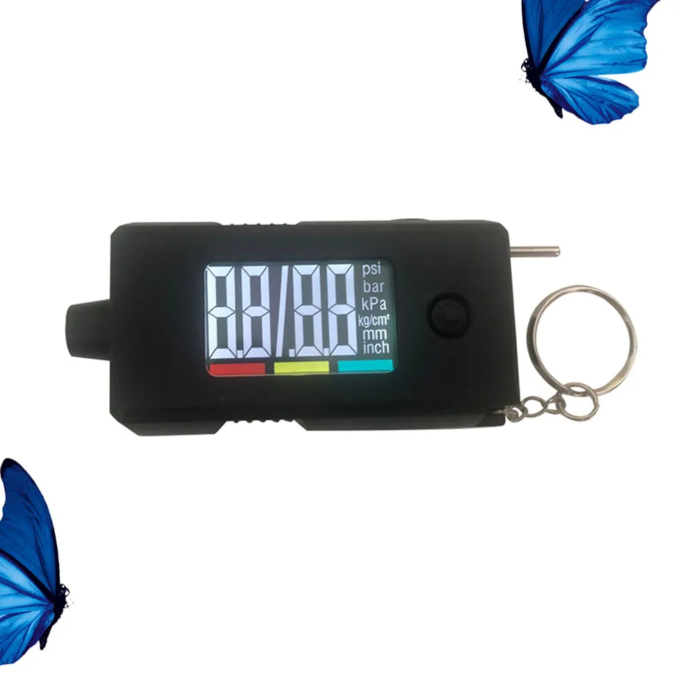 مقياس ضغط الإطارات الرقمي الاحترافي 2 في 1، تصميم حلقة مفاتيح محمولة سوداء، قراءة دقيقة فورية لدراجة شاحنة السيارة #6