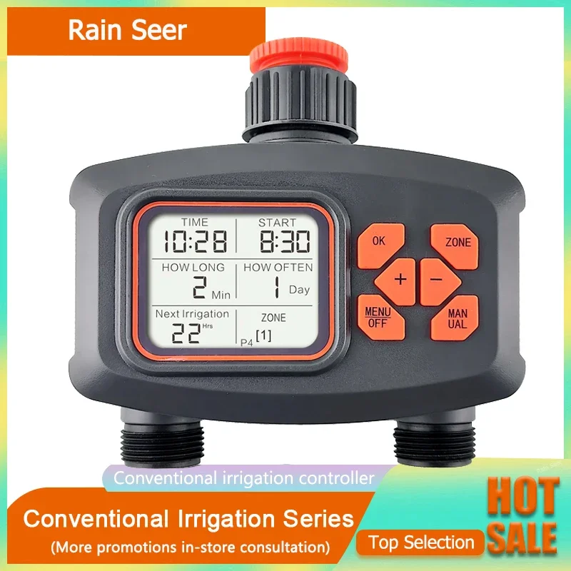 

RainSeer 2-Way Water Timer LCD Display Timer Waterproof IP65 Garden irrigation Rainfall Timer Automatic Controller System