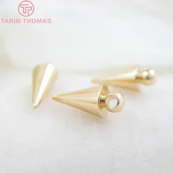 (863)10PCS 5x11MM 24K Gold Color Plated Brass Cone Shaped Charms Pendants for Necklace Jewelry Making Findings