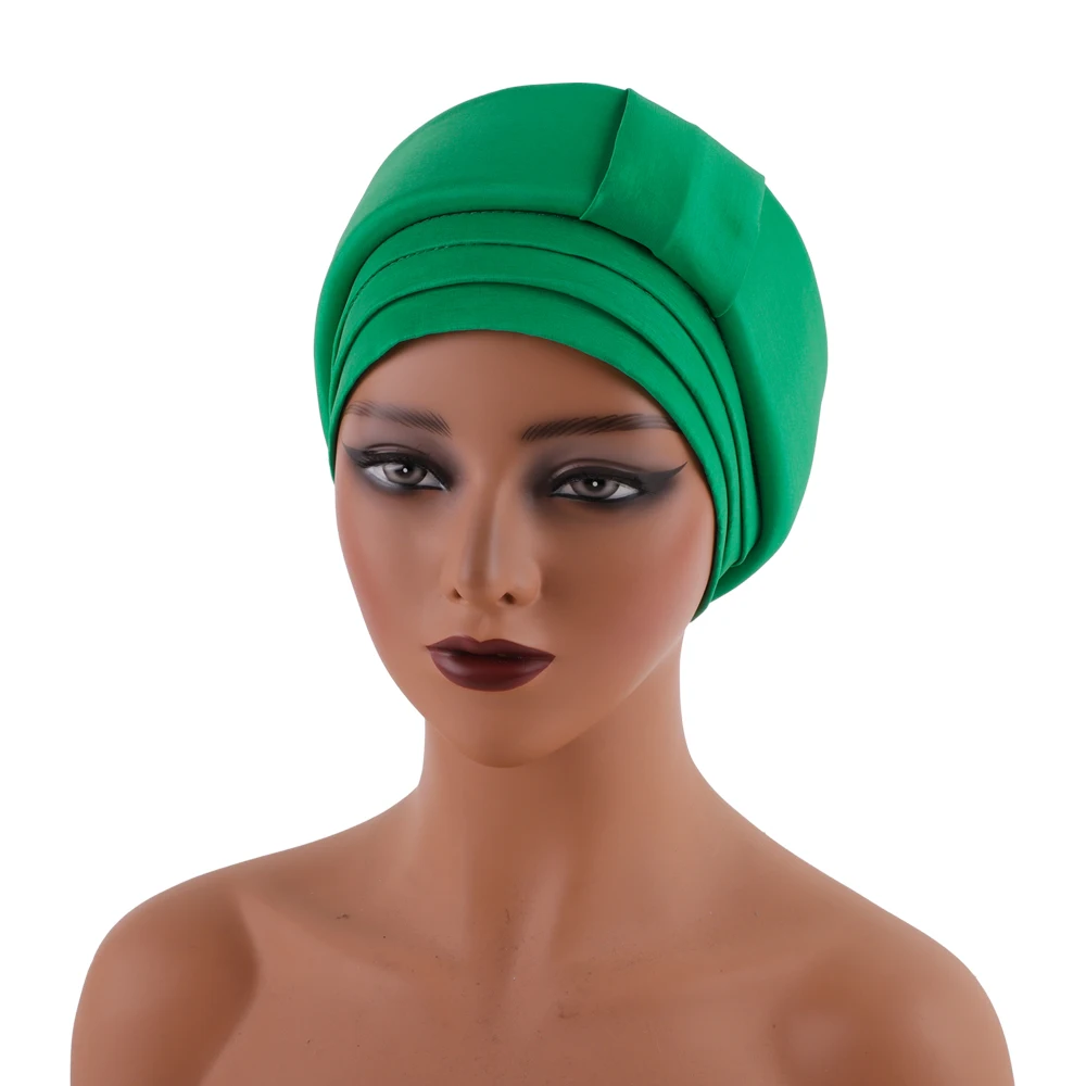 Muslim Women Hijab Hat Turban African Auto Gele Headtie Aso Oke Cap Head Wrap Headwear Bonnet Wedding Party Nigeria Headscarf