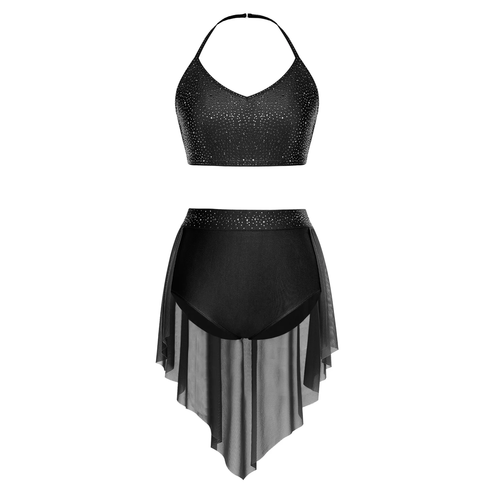 ملابس الرقص اللاتينية النسائية الغنائية تشا تشا قاعة الرقص التانغو سامبا رومبا زي لامعة حجر الراين بروتيل مع ملخصات متجنبة