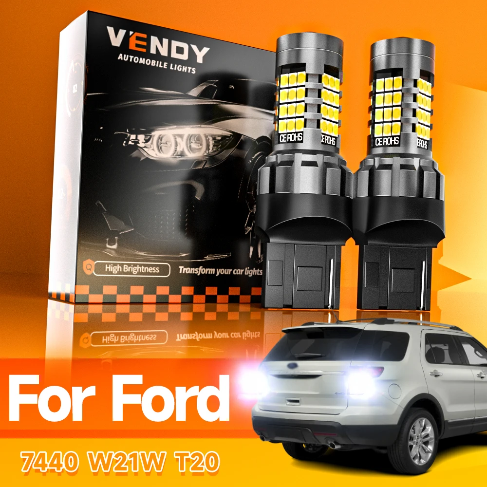 2pcs LED Reverse Light Blub Backup Lamp W21W 7440 T20 Canbus No Error For Ford Kuga 3 2019-2021 Ranger Explorer 2013-2019