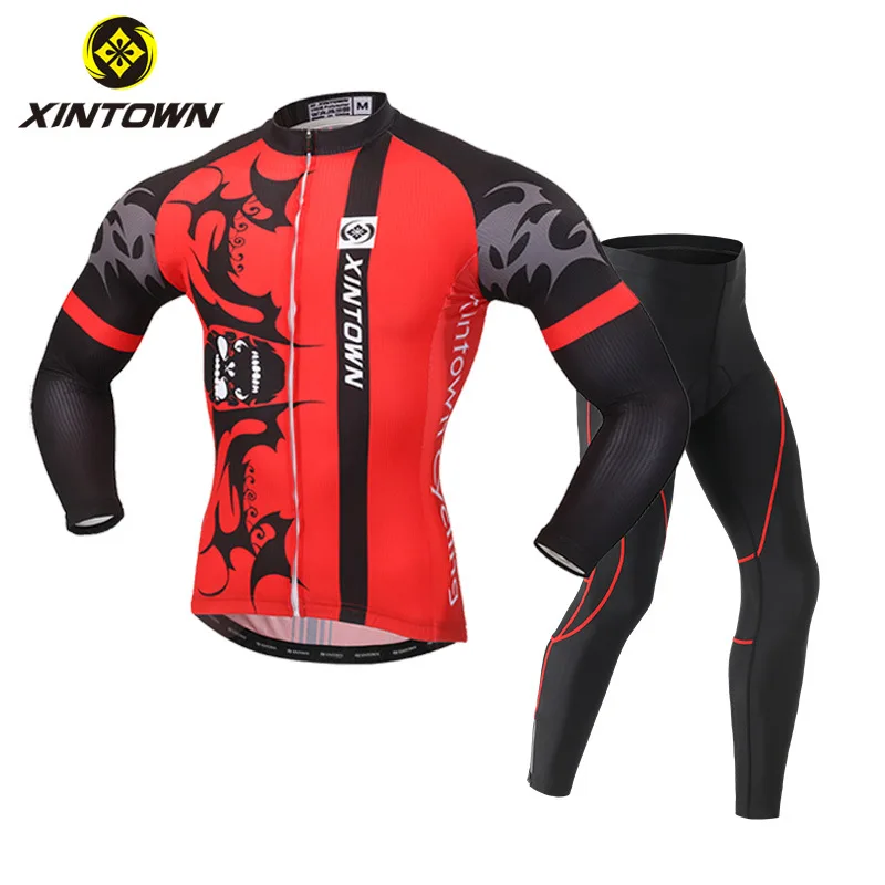 

XINTOWN Men's Long Sleeve Cycling Jersey Set, New Arrival, Sun Protection Bike Suit for Outdoor Sports