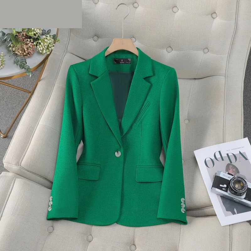 แฟชั่นธุรกิจ Blazer ผู้หญิงทํางานแขนยาวฤดูใบไม้ผลิ Casual Blazer ใหม่สุภาพสตรีเสื้อแจ็คเก็ตเกาหลีหญิง Outerwear