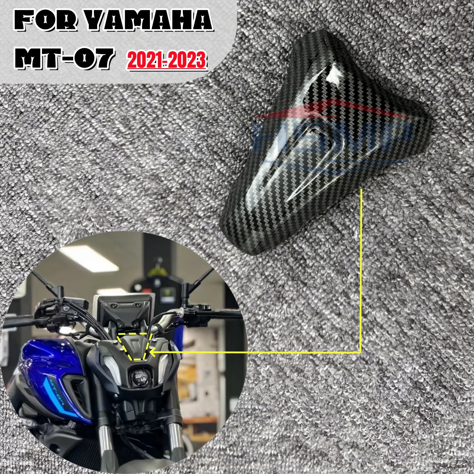 

for Yamaha MT-07 MT 07 2021 2022 2023 Motorcycle Headlight Head Cover Middle Fairing ABS Plastic Carbon Fiber Body Kit