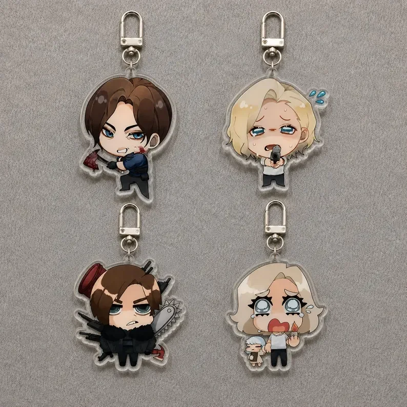 Leon & Grace Character Art Acrylic Keychain Portable Bag Charm Creative Keyring Accessory Gift for Fans