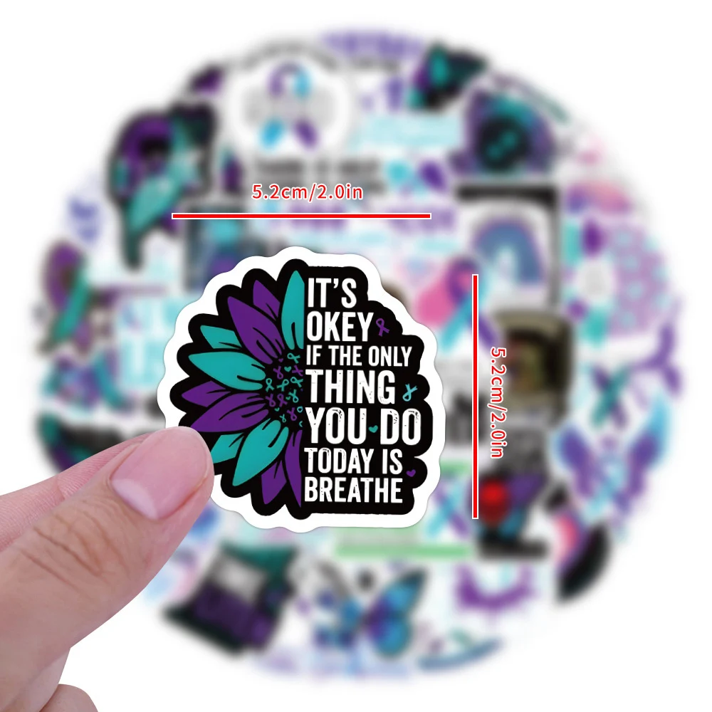 10/30/60/120pcs Take Care of Yourself Theme Stickers Suicide Awareness Cartoon Sticker Water Bottle Luggage Phone Decals Packing view 4