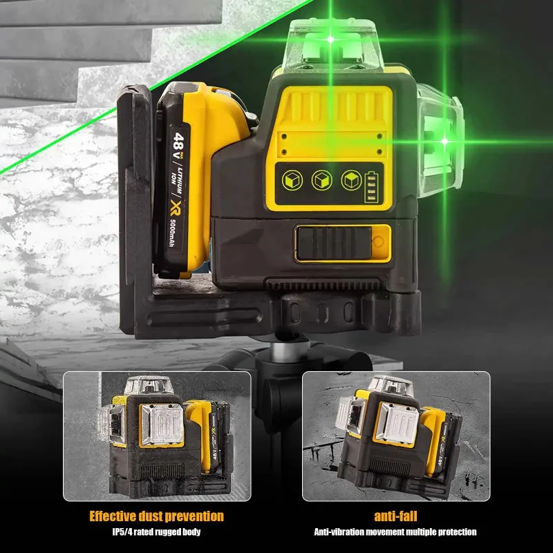 

【Professional Grade】TX 12Line Laser Level Green Line SelfLeveling 360 Horizontal And Vertical Lithium Battery Measurement Tools