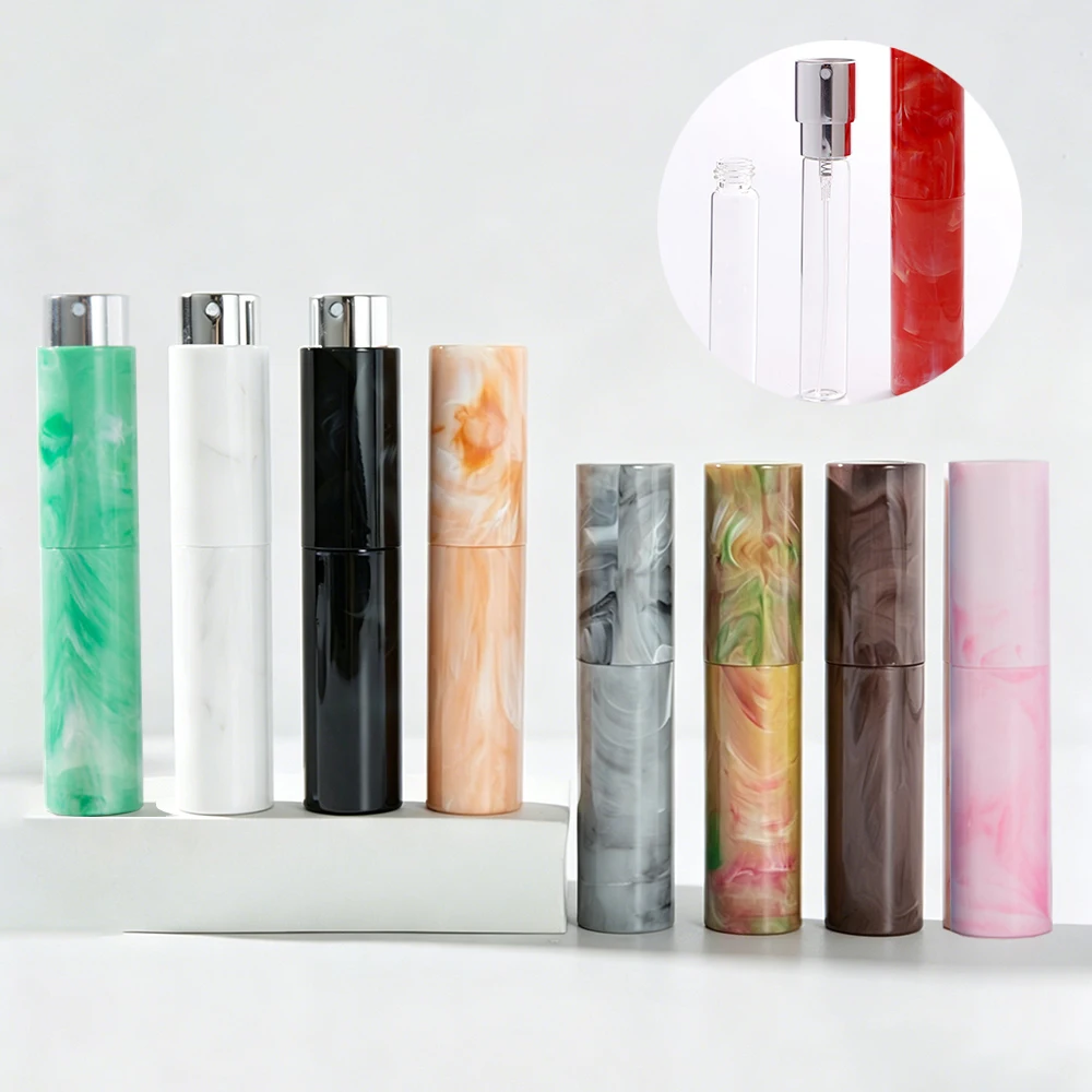 Neuer 10ML Marmor-ABS Drehbarer Parfümzerstäuber, Tragbarer Nachfüllbarer Feinnebel-Sprühbehälter für Reisen, Kosmetik, Mundpflege und Duftstoffe
