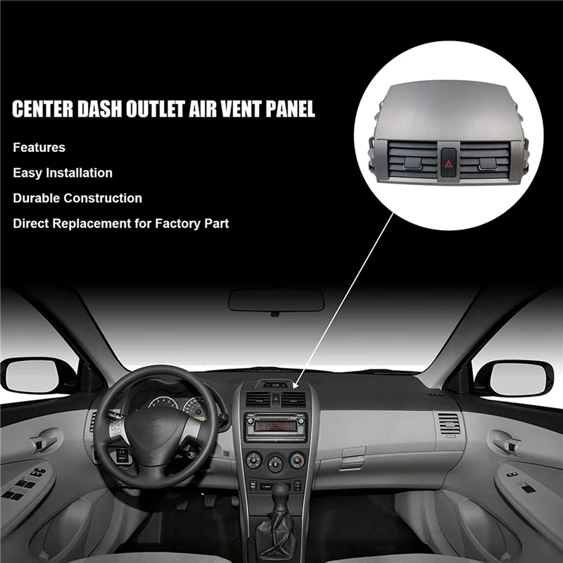 

2X Car Center Dash A/C Outlet Air Vent Panel With Emergency Switch For Toyota Corolla 2008-2013 55670-02160 55663-02060