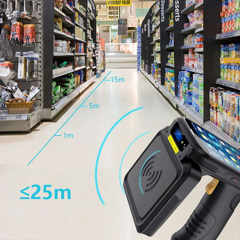 Waterproof UHF RFID Reader Handheld Long Range 25M Rugged PDA Handheld Barcode Scanner Handheld Data Terminal